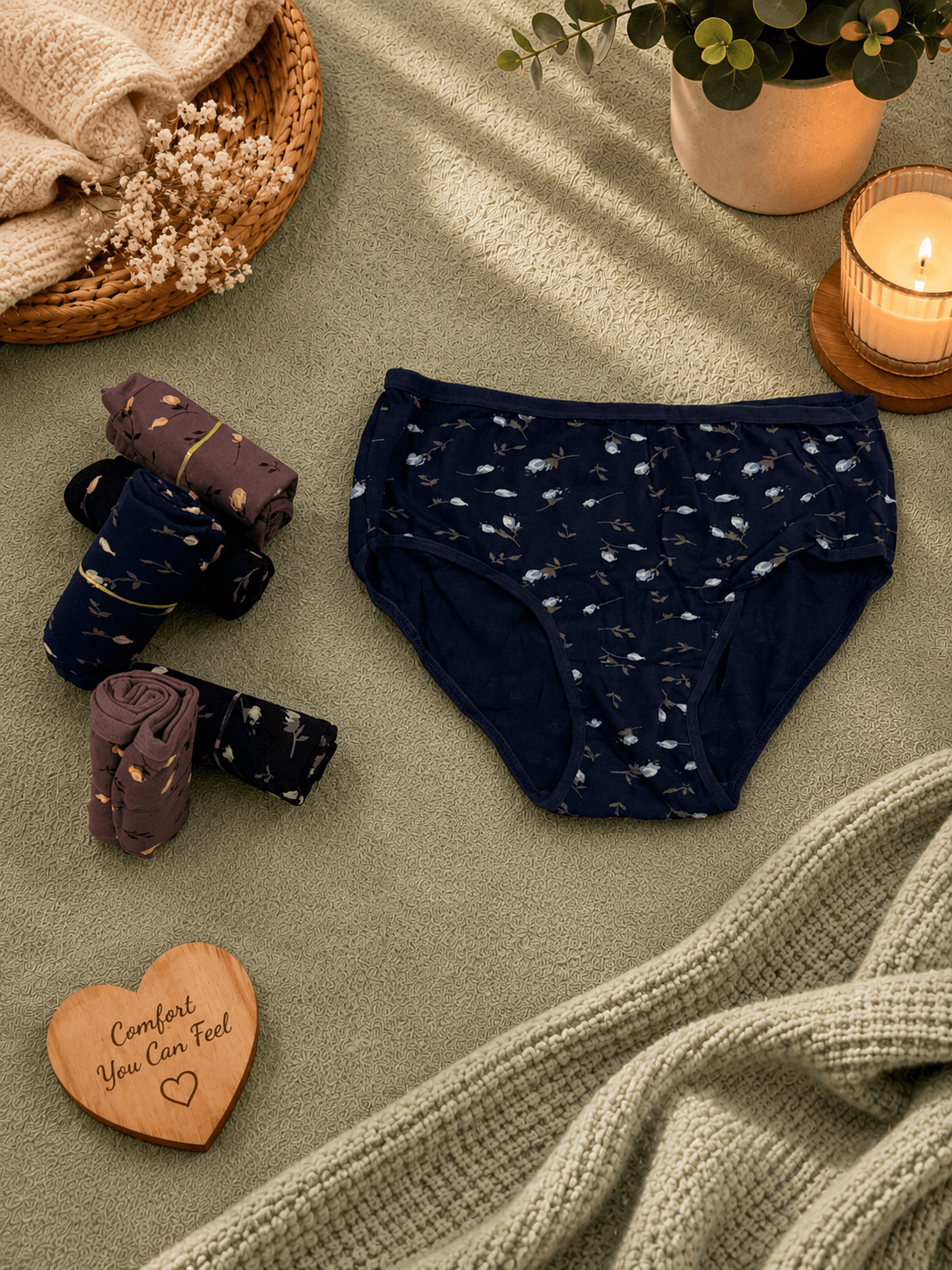 Pack of Six towel panties Medium waist